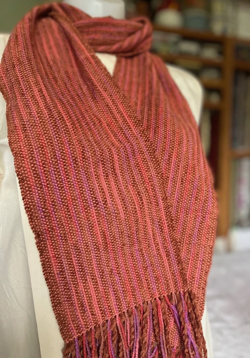Handwoven Cotton Chenille Scarf - Gingerbread