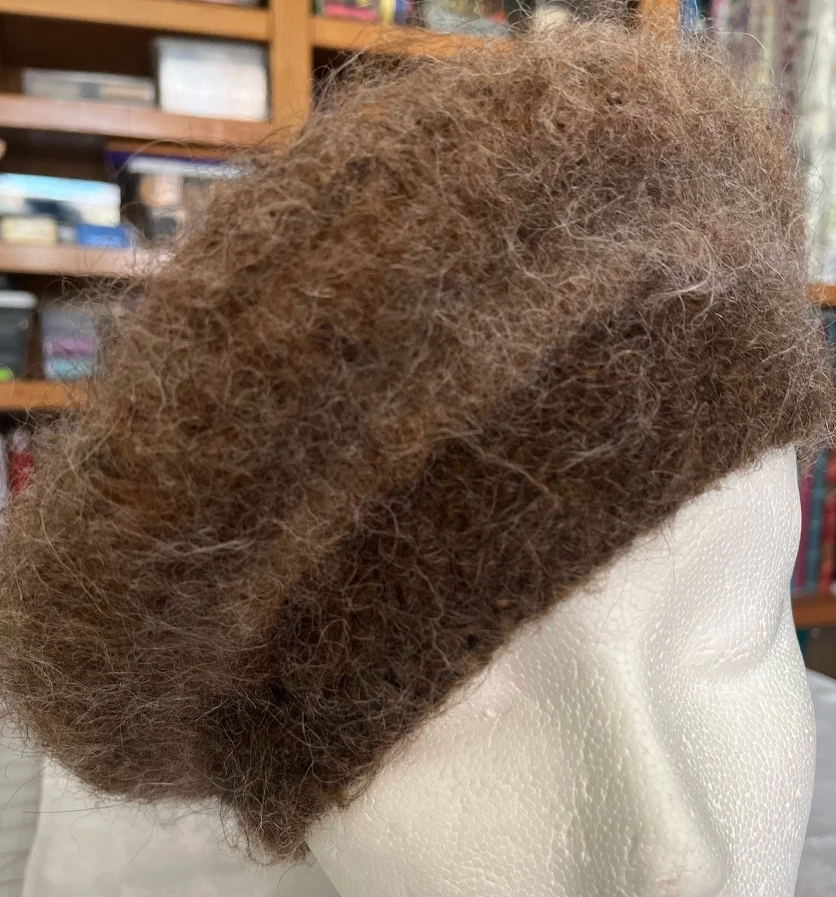 Felt Beret: Brown Colorchange Mohair Wool - Fiber to Yarn display picture 2