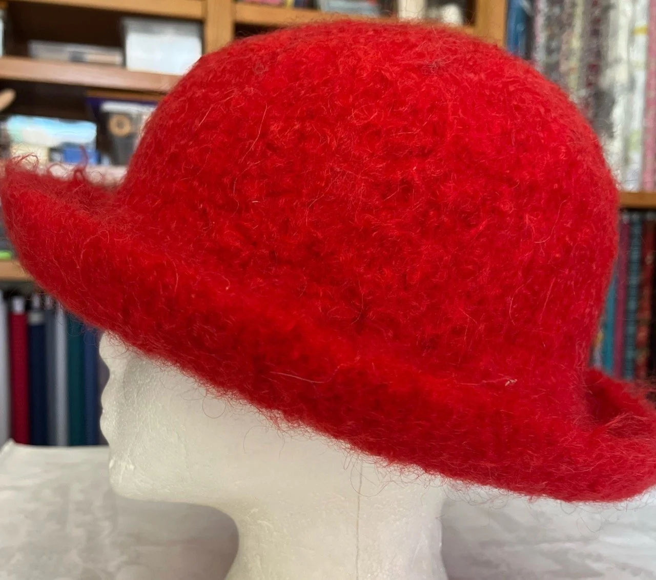 Felt Hat: Red Mohair Wool - Fiber to Yarn