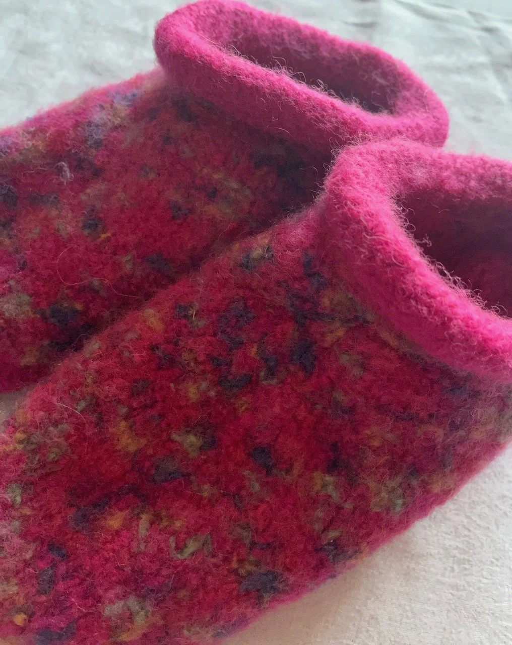 Felt Slipper Clogs: Lotus Pink Rainbow