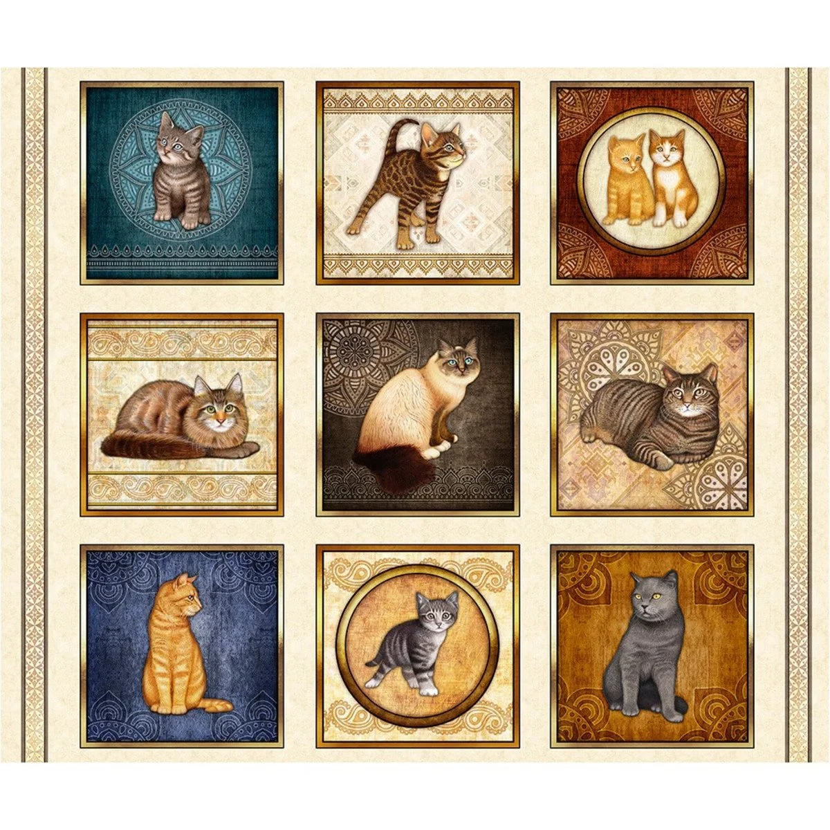 Quilting Treasures  FELICITY Cat Panel