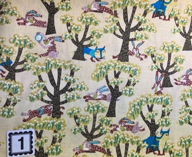 Kokka Rabbits in Woods-Cotton Linen 1.87 yd