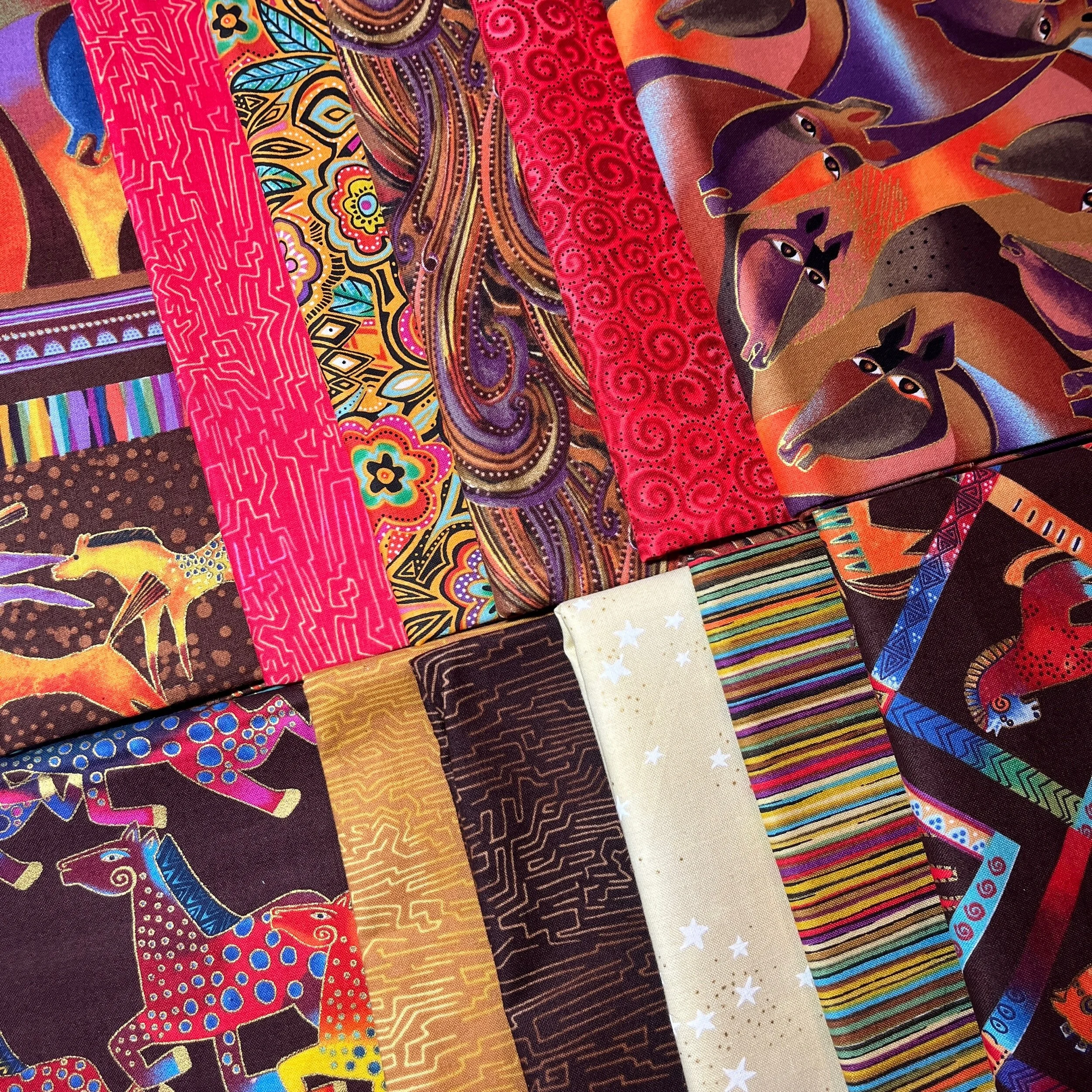 Laurel Burch FIESTA Brown 12 Fat Quarters