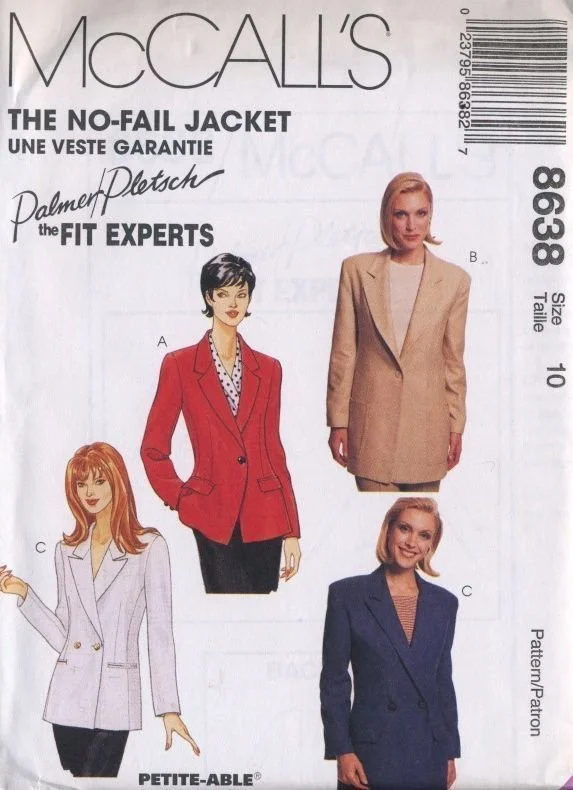 McCall's 8638 Palmer Pletsch No Fail JACKET Size 10