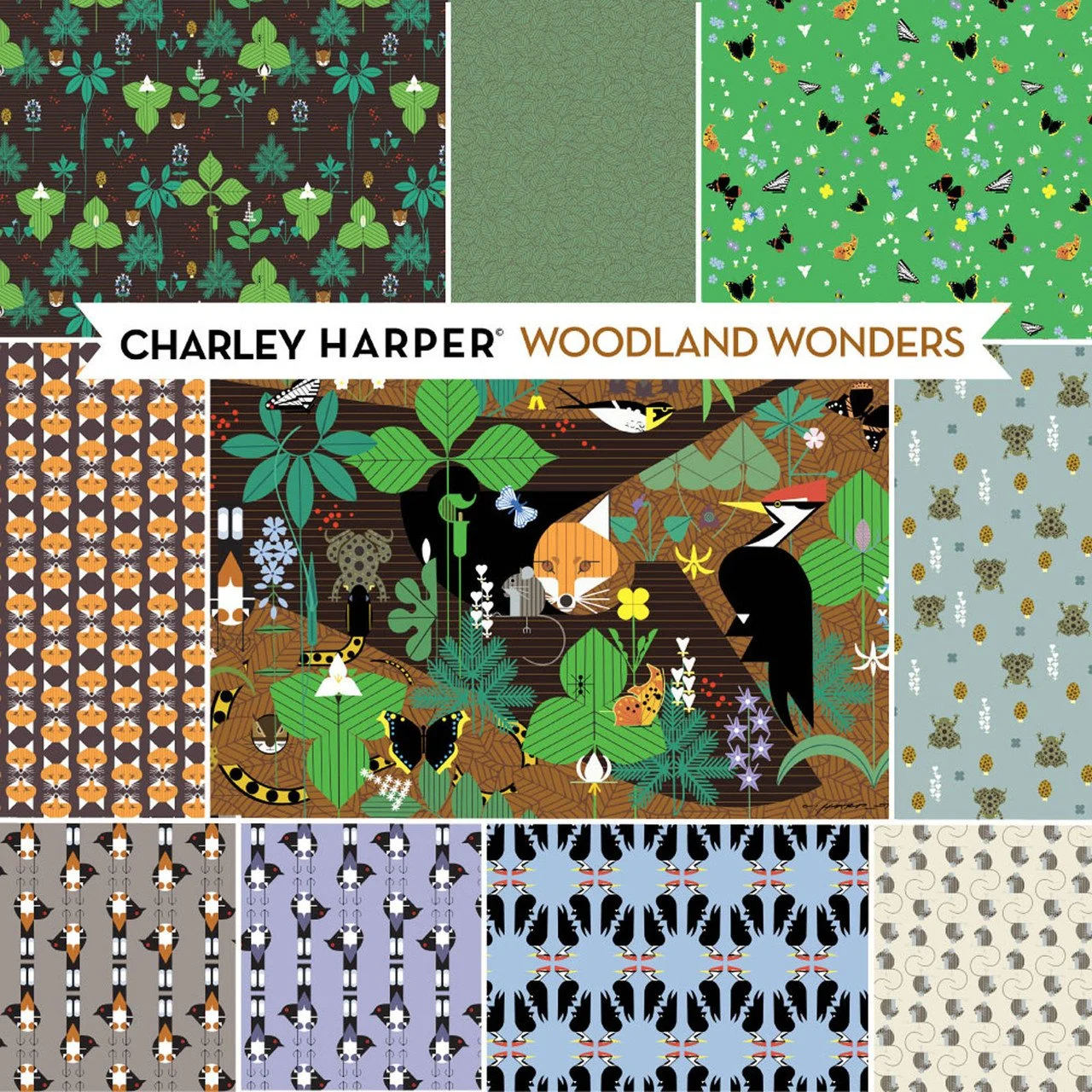 Charley Harper WOODLAND WONDERS Fat Quarter Bundle