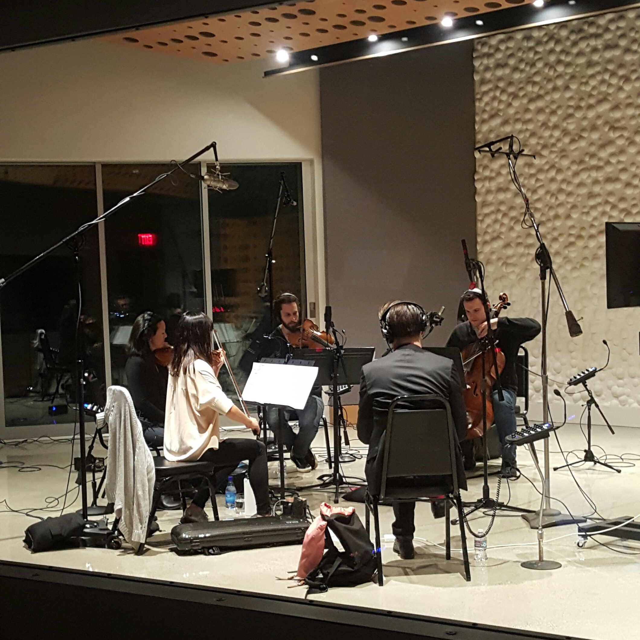 Recording the string quartet.
