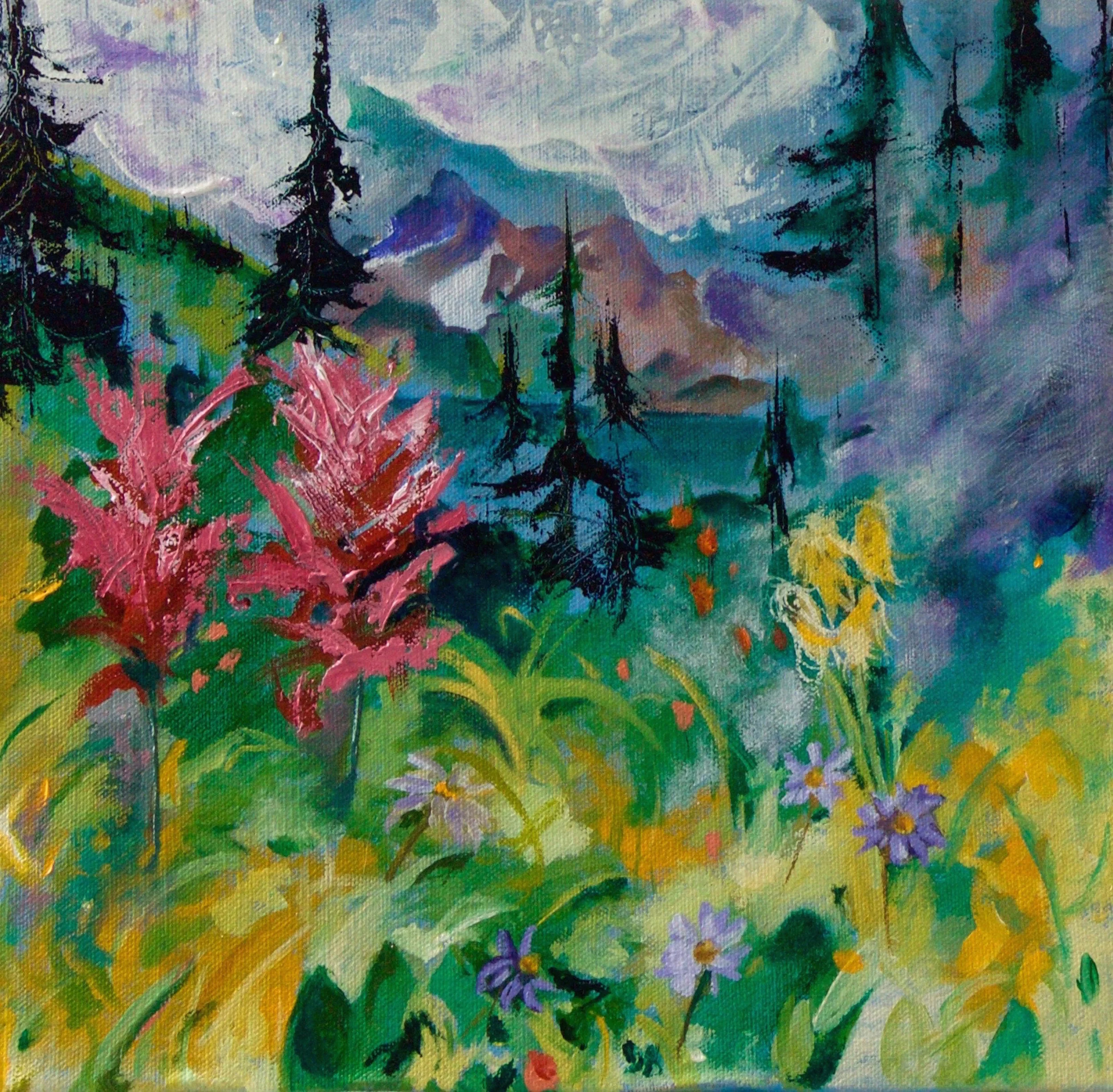 Alpine Adventures Oil on Linen 12" x 12" 2018 $225