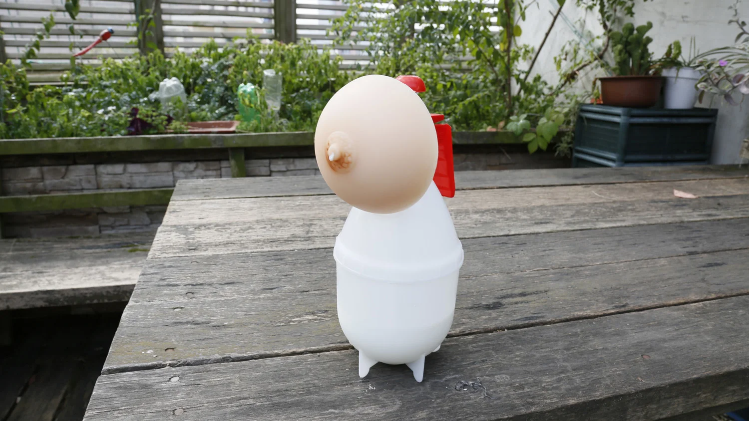 Breast Spray, 2015, Silicone, Plastic, Metal, 6 x 6 x 10 inches