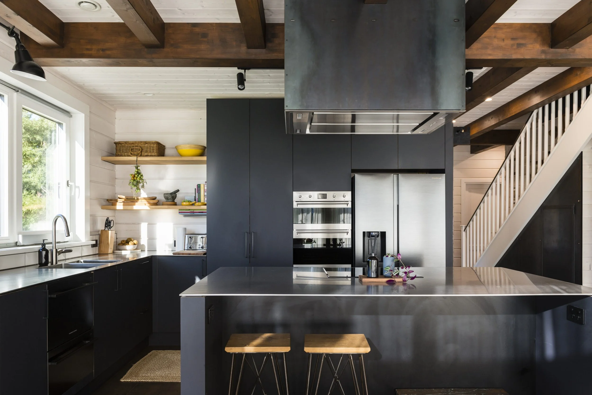 cozy kitchen log home new zealand
