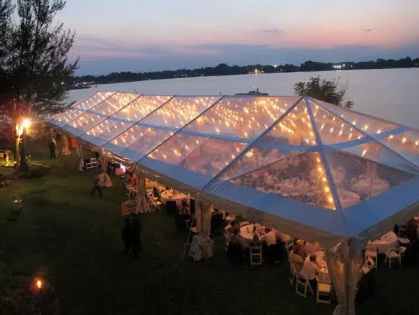40' x 100' with clear top and bistro lighting