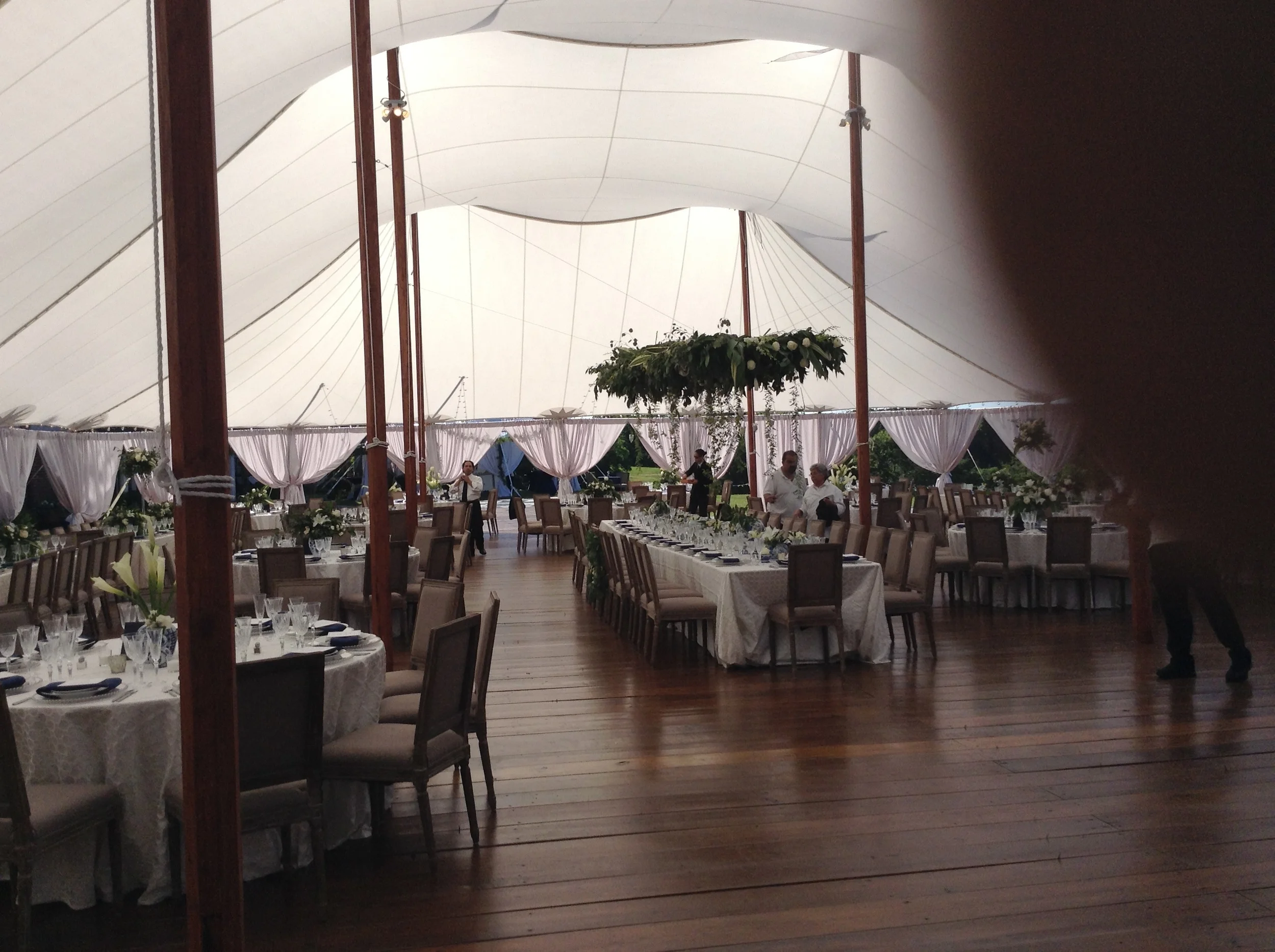 Sailcloth tent 59' x 99' with hardwood floor