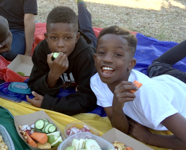 Isiah and his buddy Jordan are there at the urban farm in California, enjoying veggies at the Garden Club, our program that’s turning young kids into ambassadors of healthy food for their families 12/8/16