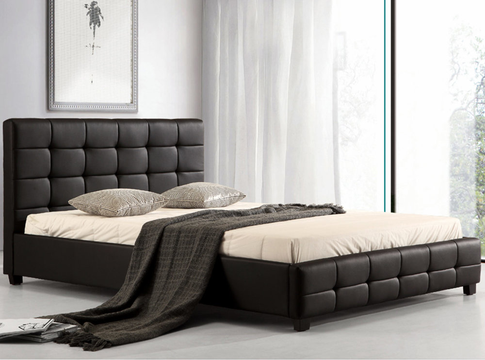 Black Faux Leather Upholstered Bed, Upholstered King Bed Frame Australia