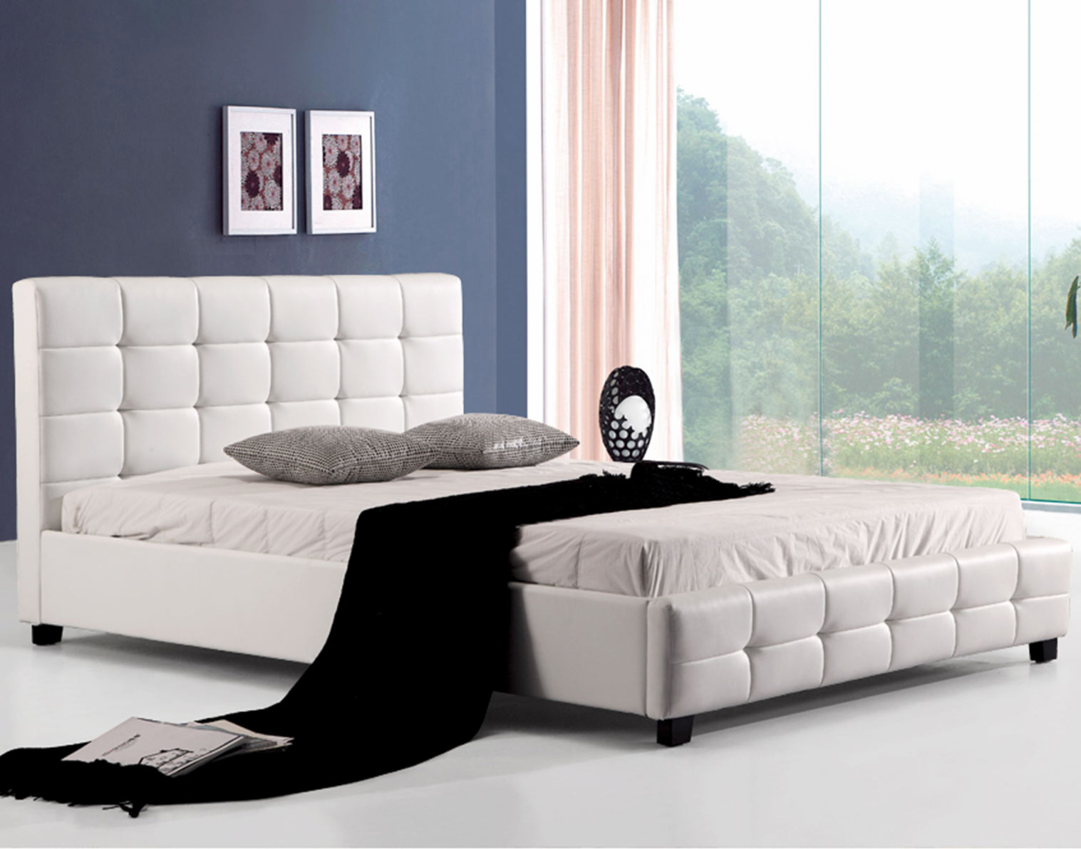 White Faux Leather Upholstered Bed Frame Queen, King