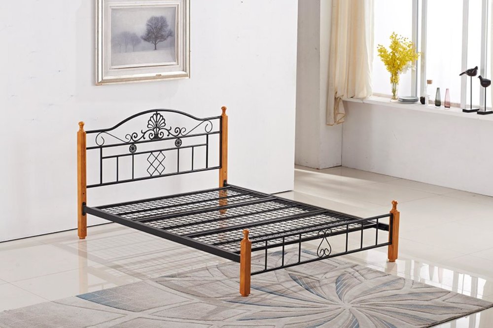 Beech Timber Metal Bed Frame Single, Metal And Wood Bed Frame Queen