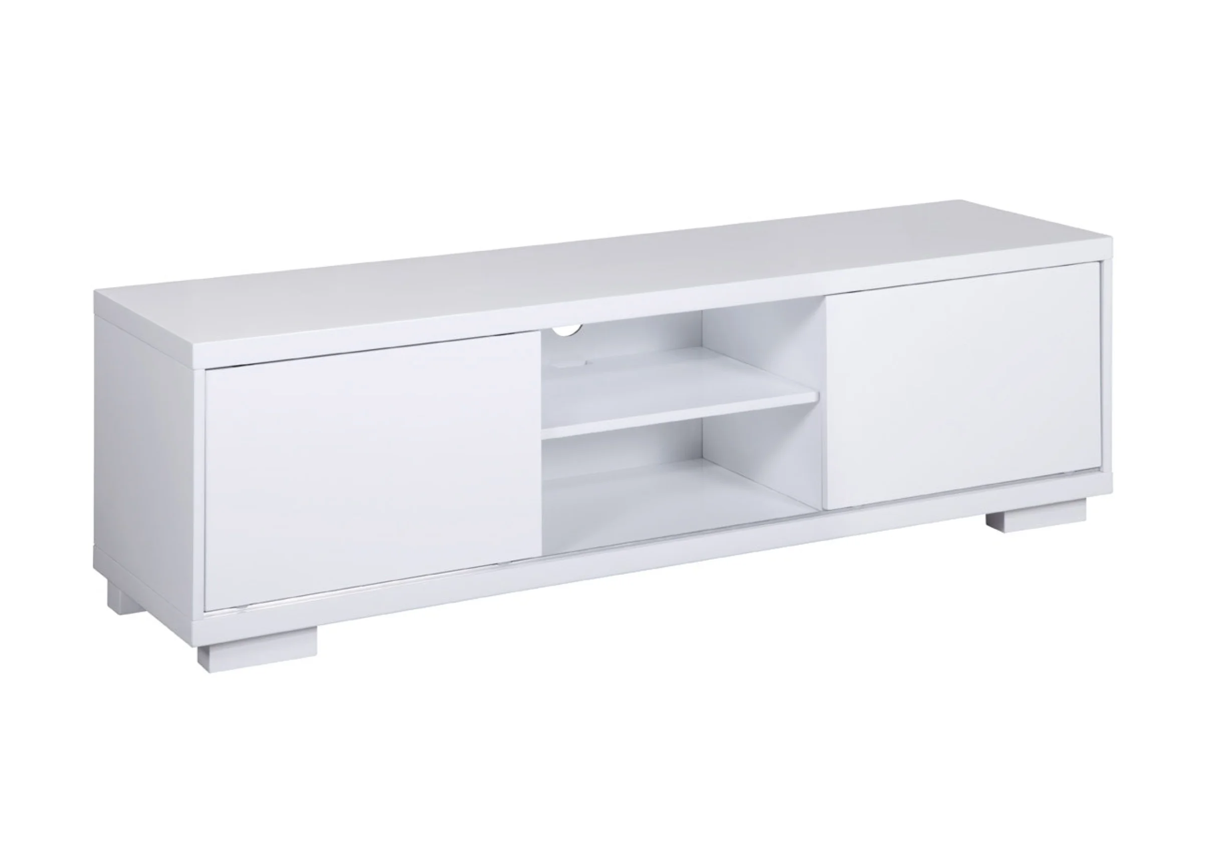 Glossy White TV Unit With Sliding Doors