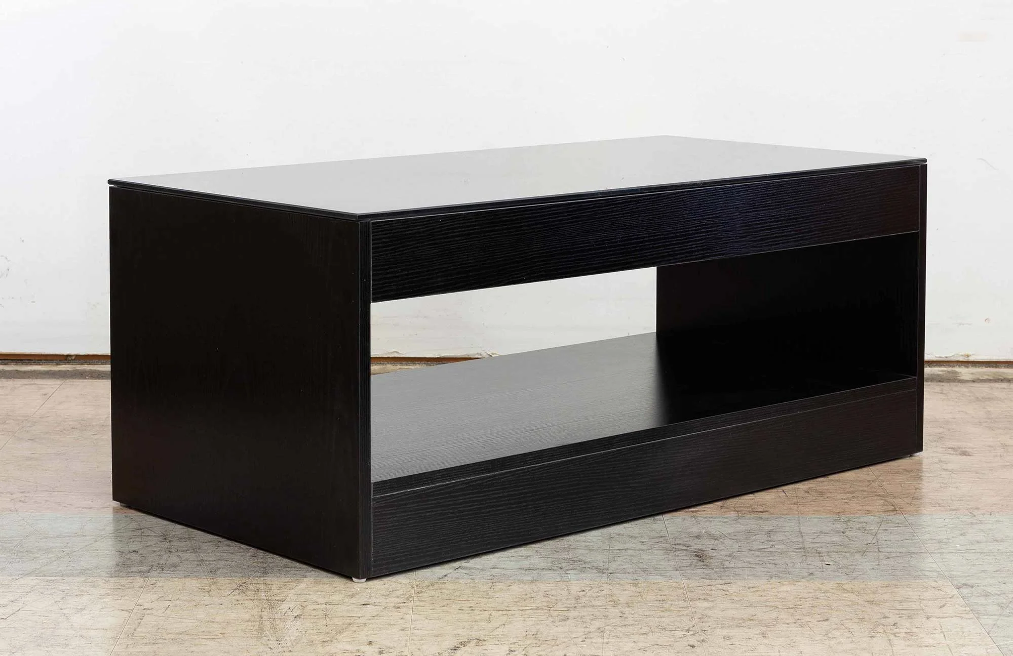 Black Glass Top Coffee Table With Shelf