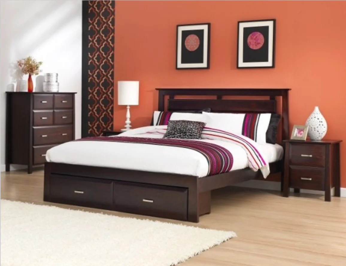 Dark Chocolate Timber 4 Piece Bed Set Double, Queen, King