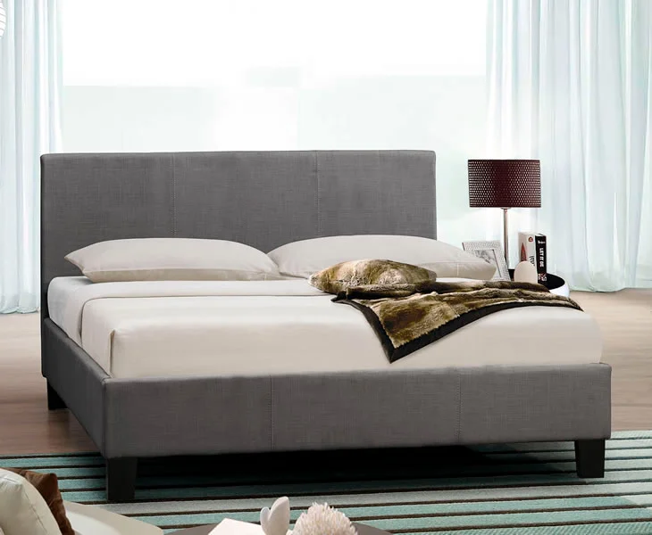 Grey Fabric Upholstered Bed Queen
