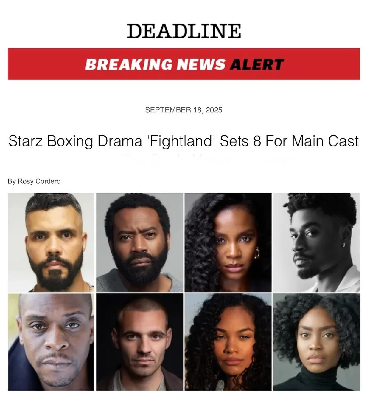 FIGHTLAND &bull; Starring Charles Babalola as Ezekiel &ldquo;Zeek&rdquo; Marshall.

Babalola joins the lead cast of Fightland - a new drama for @starz by Executive Producer Curtis &ldquo;50 Cent&rdquo; Jackson and follows a disgraced, formerly incarc