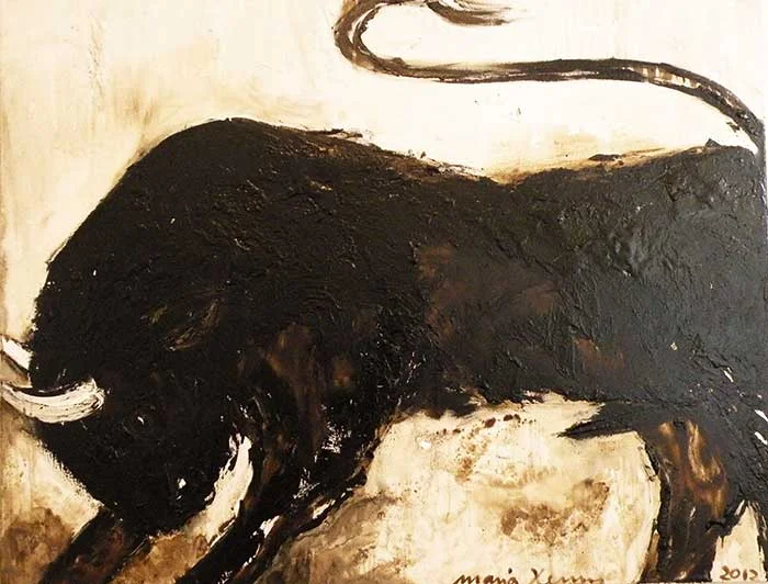 Romero_ 2012_130x100cm_Bitumen, Oel auf Leinwand