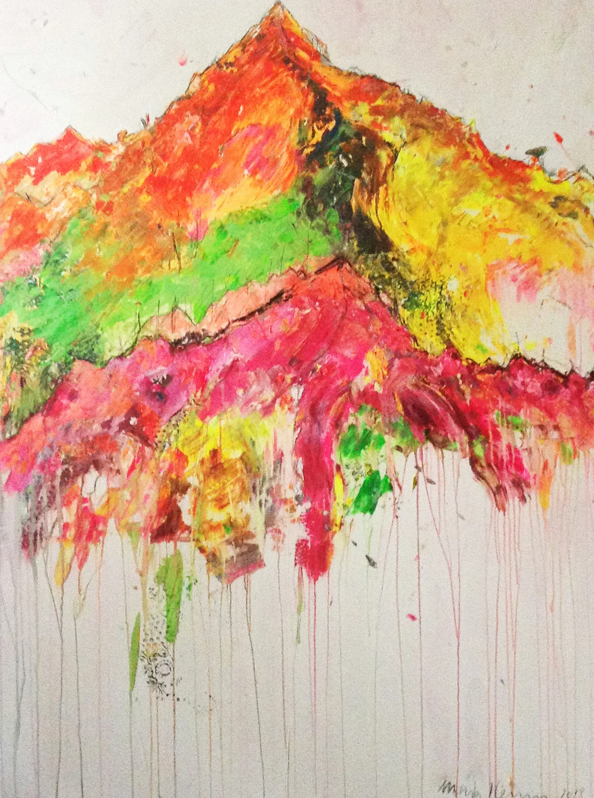 Alpenglühen_ 120x160cm_Acryl, Öl auf Leinwand