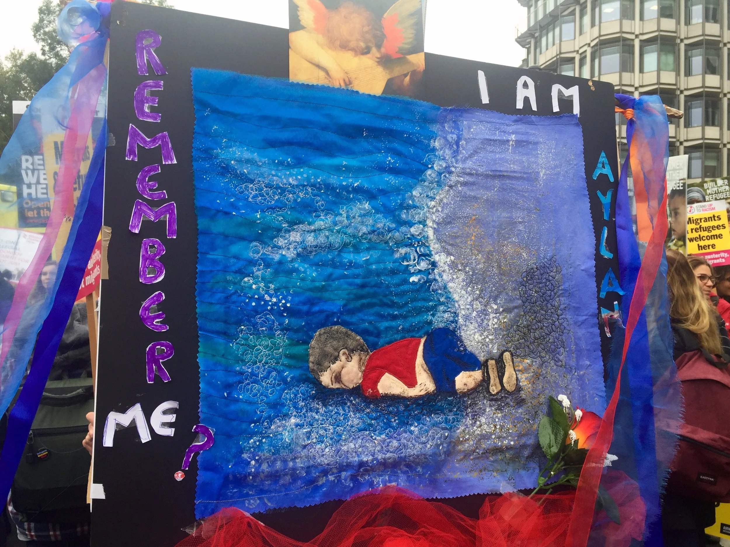One of the most moving banners of the march - from a Bristol campaigner