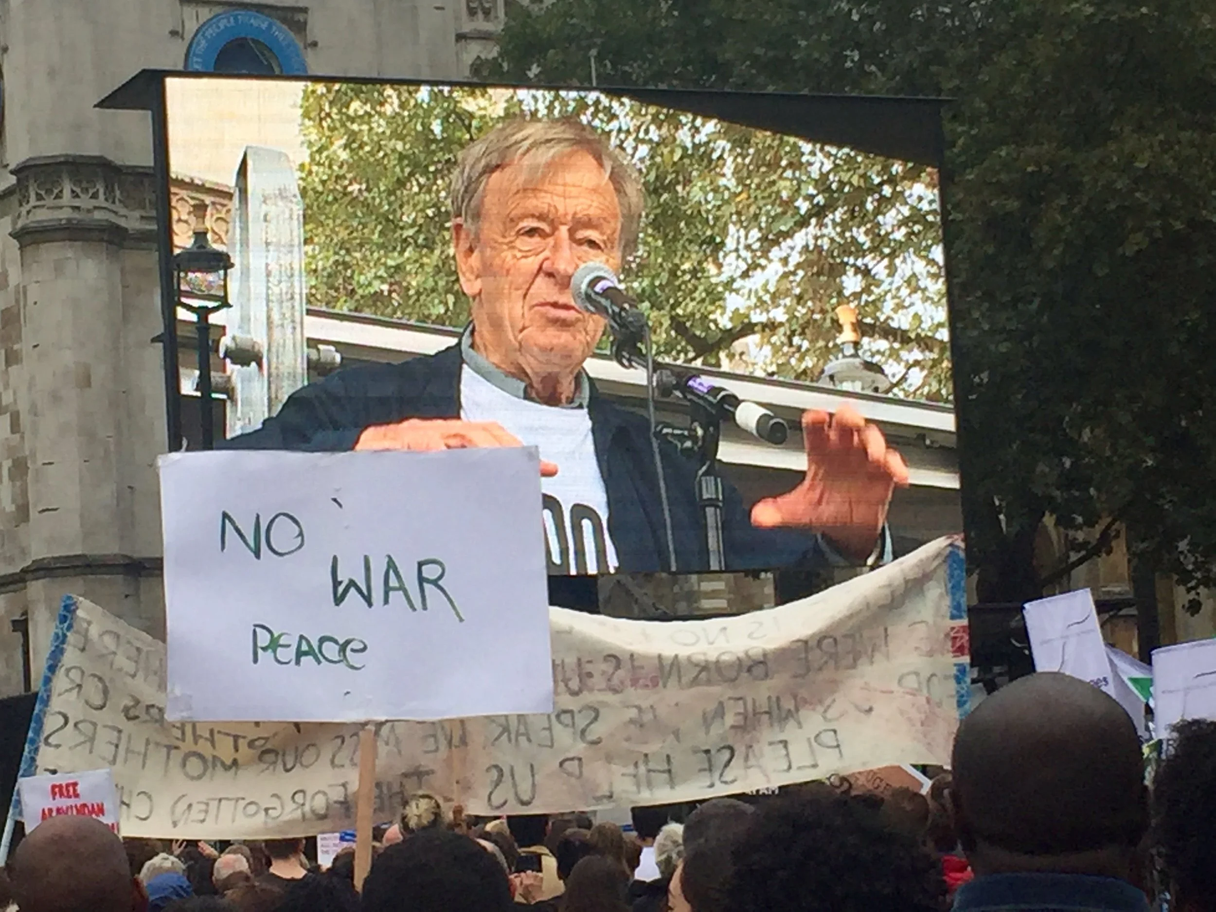 Lord Dubs urges the crowds in Parliament Square to take action: "There is only one thing that is shifting this government and that is the force of public opinion and that means you."