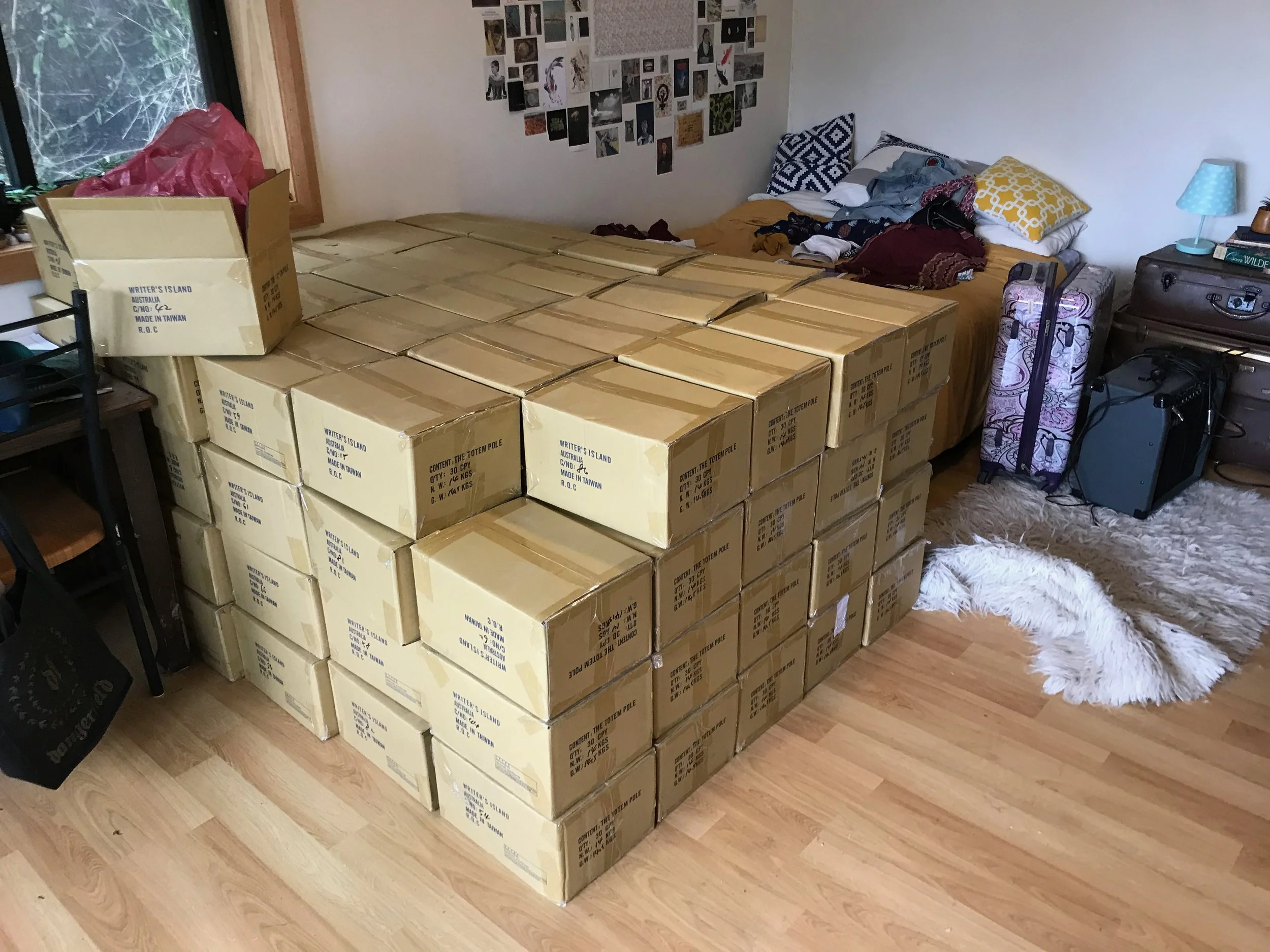 We had to store the 3000 books in my daughter's bedroom! while we build a purpose-made storeroom.