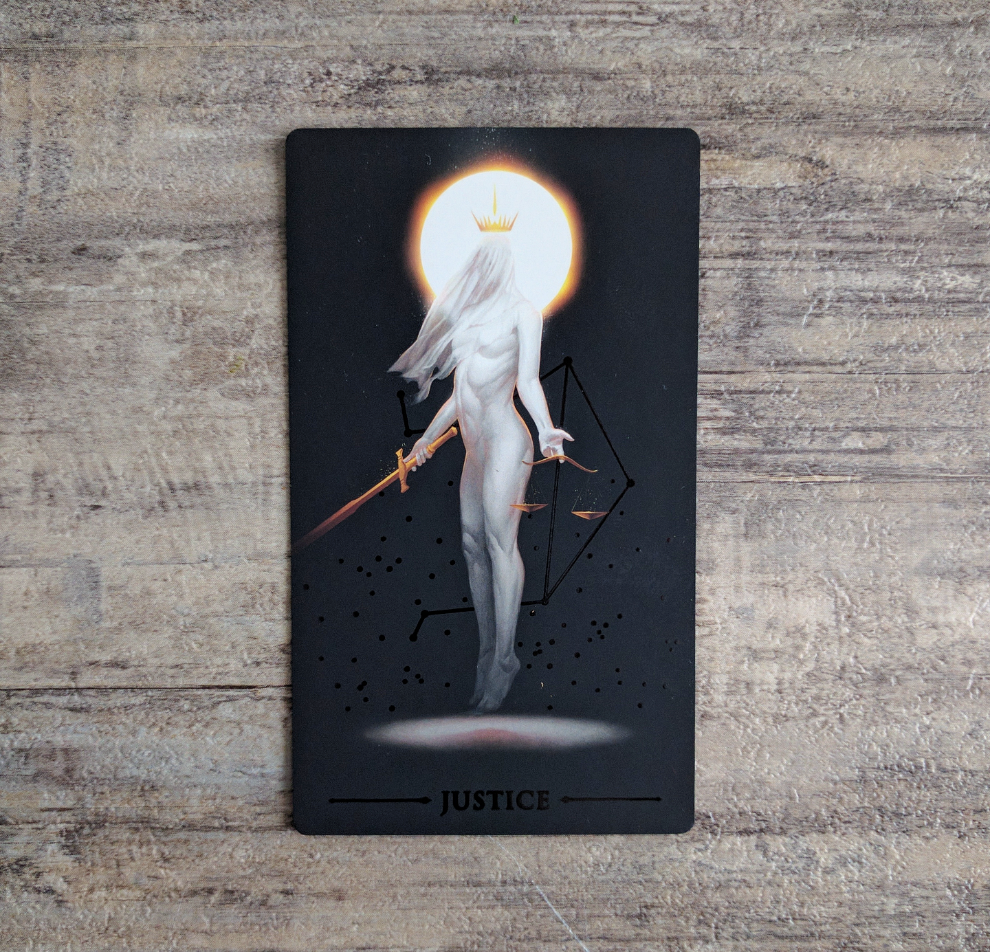 The sun on this Justice card literally looks like it's burning. No fancy filter, the card actually gives this impression irl.