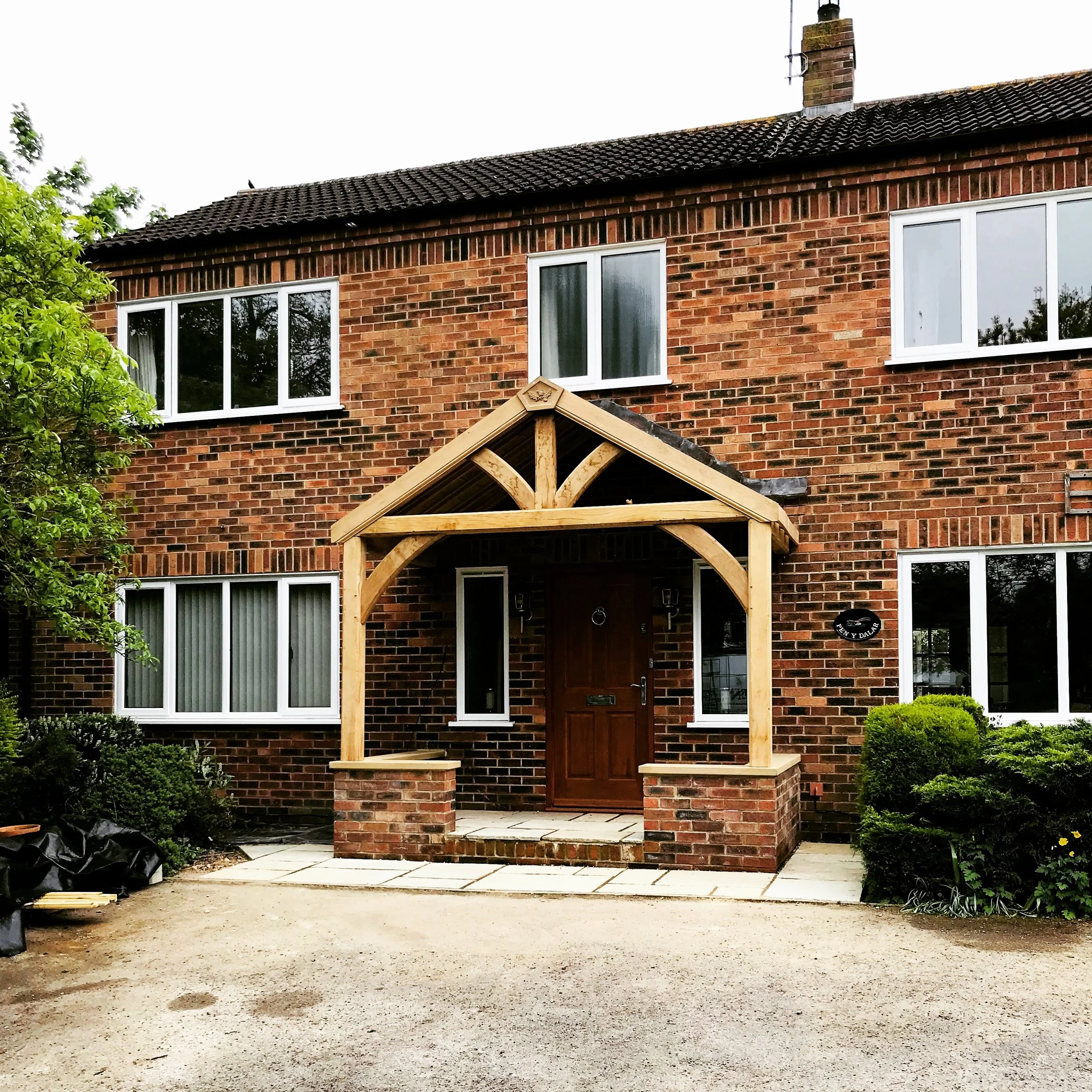 very large oak porch