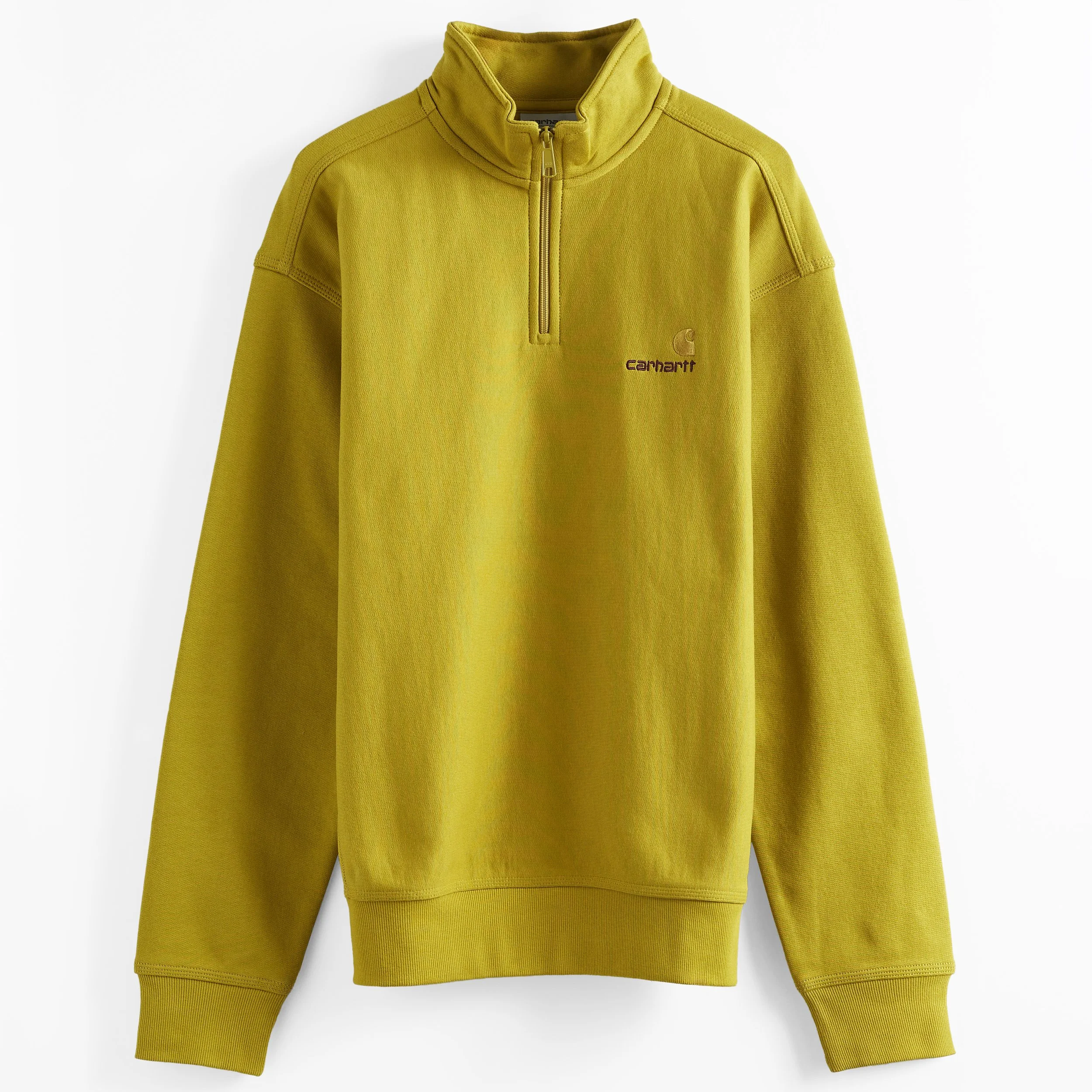Carhartt WIP Half Zip American Script Crew Sweat - Golden Olive.jpg