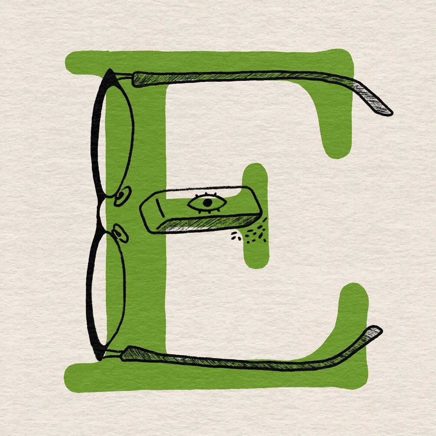 E for #36daysoftype #36days_e 
&hellip;
Eyeglasses, eye, eraser 
&hellip;
I wasn&rsquo;t feeling well on Friday so I am playing catch up today ☺️ its never too late to jump back in!