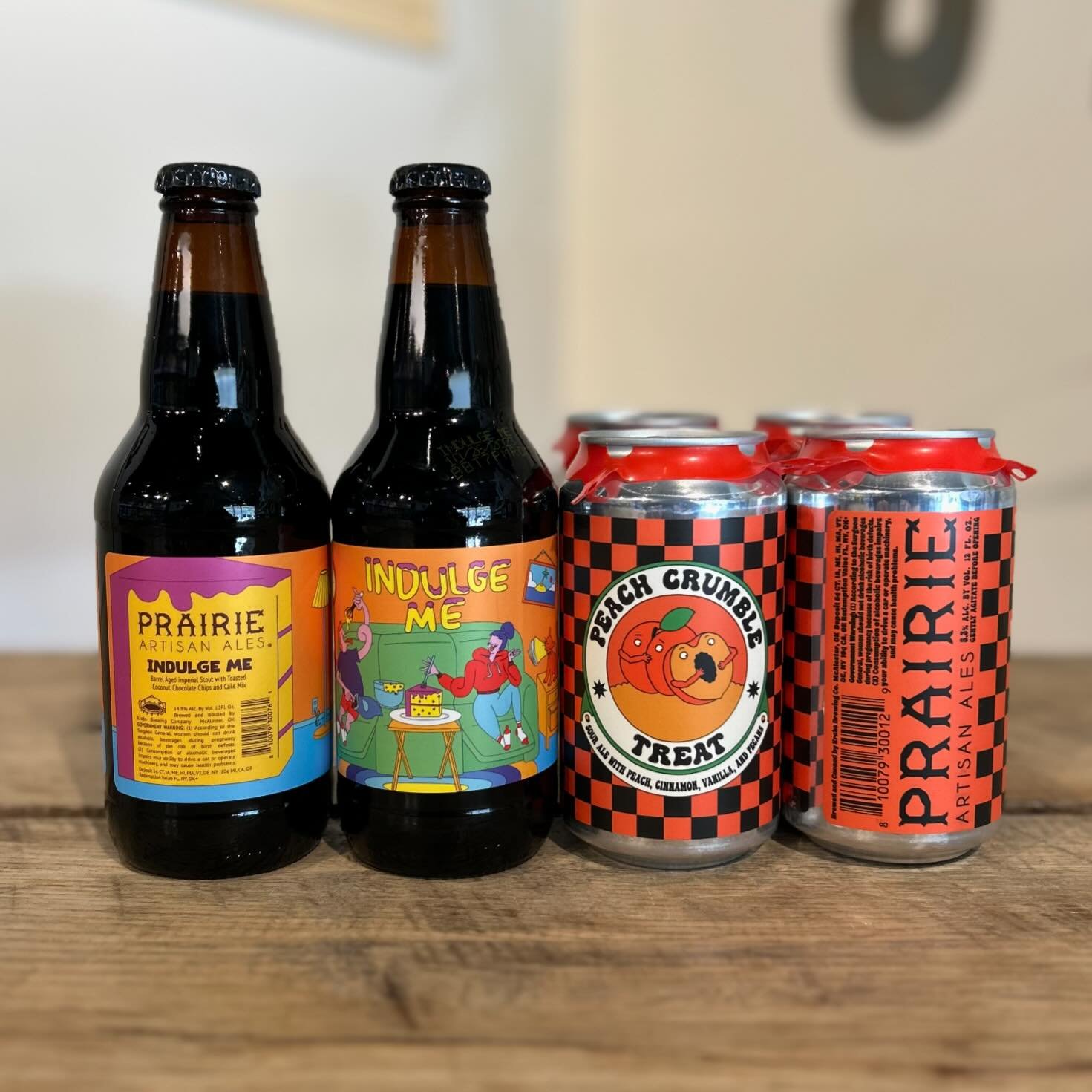 Welcoming @prairieales back to the shop this week #NowAvailable #SudburyCraftBeer #SudburyMA
&mdash;
INDULGE ME

Bourbon Barrel Aged Imperial Stout (14.9% ABV)
TOASTED COCONUT + CHOCOLATE CHIPS + CAKE MIX
&mdash;
PEACH CRUMBLE TREAT

Sour Ale (5.3% A