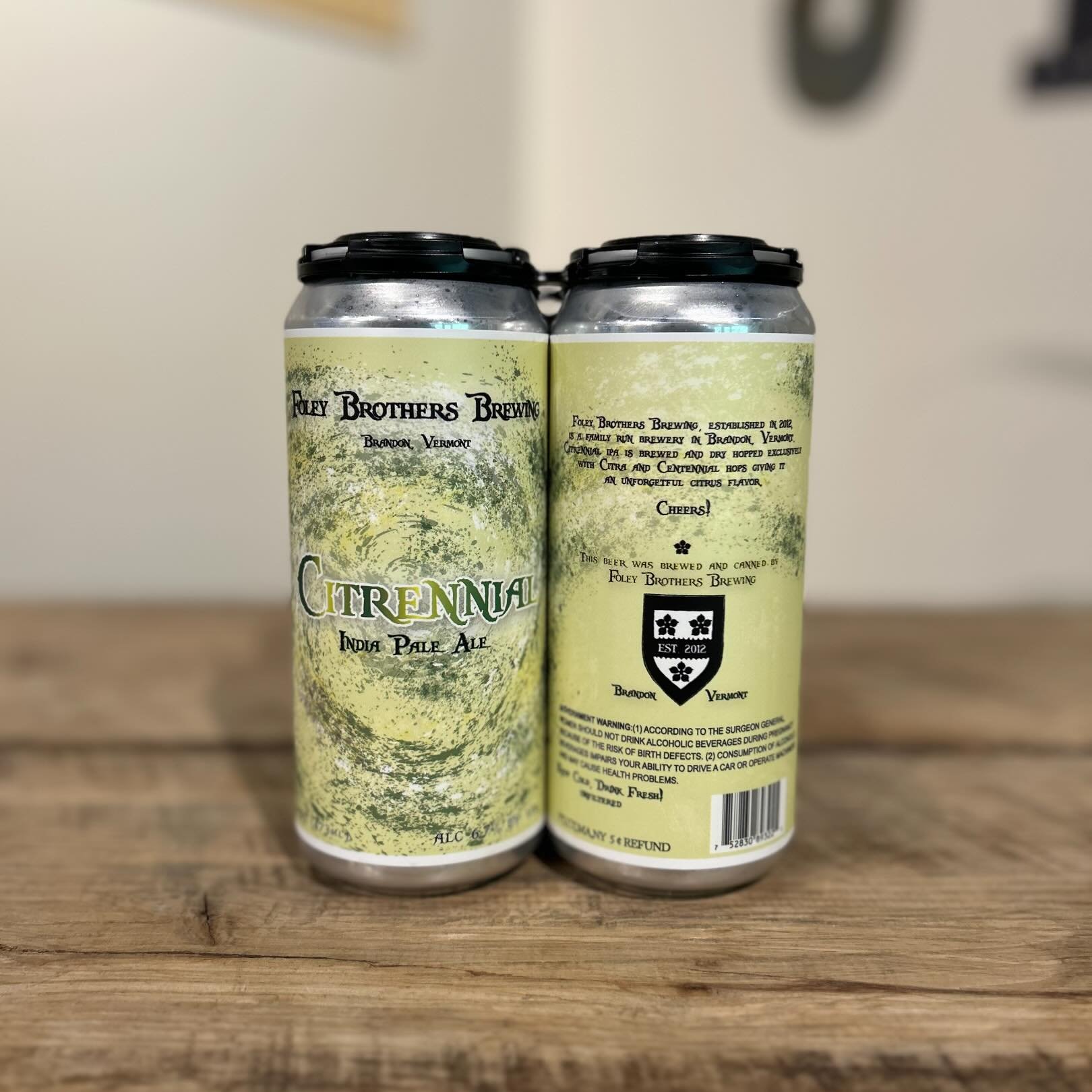 Welcoming @foleybrothers back to the shop this week #NowAvailable #SudburyCraftBeer #TheSuds
&mdash;
Citrennial // IPA // 6.7% ABV

Born from our two favorite hops, Citra and Centennial. This New England IPA has notes of both citrus and mango.