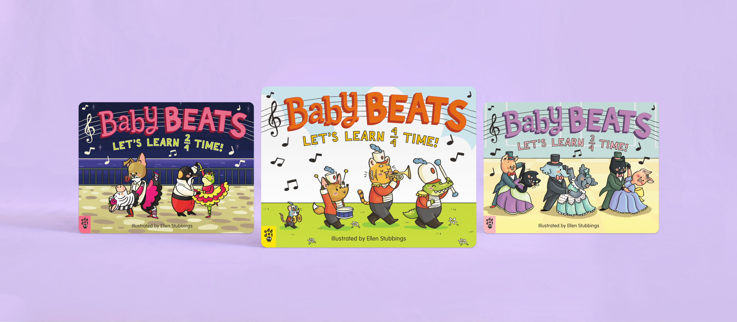   Baby Beats  is a kids book series that helps kids learn music beats with the help of adorable animals.  I designed and art directed the book logo, cover, and interiors. Here are select interiors from the “Let’s Learn 4/4 Time!” book. 
