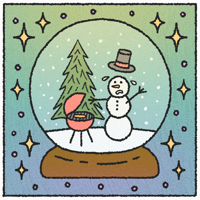  This illustration is based on an illustration that I did for Lucky Peach about 5 years ago.  You can see that one here ; it’s the Christmas in July one.  I wanted to recreate it as I’d do it today. I though it’d be more striking to focus one a main 