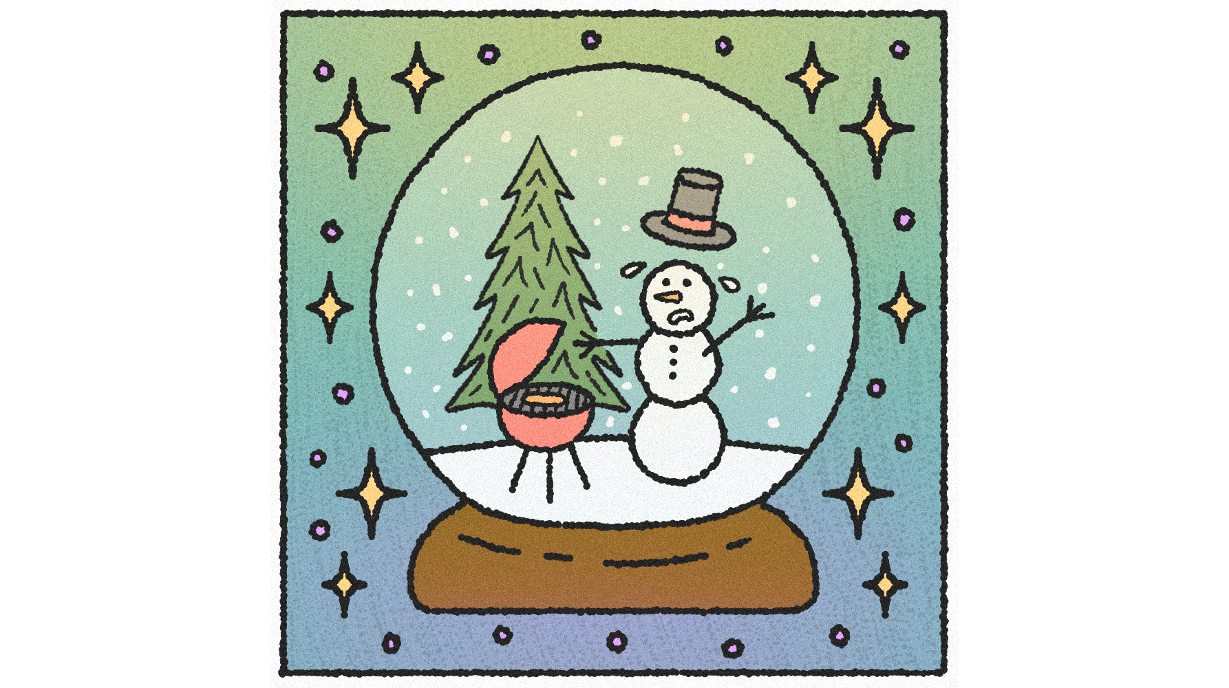  This illustration is based on an illustration that I did for Lucky Peach about 5 years ago.  You can see that one here ; it’s the Christmas in July one.  I wanted to recreate it as my process and approach has changed a lot since then. I thought it’d