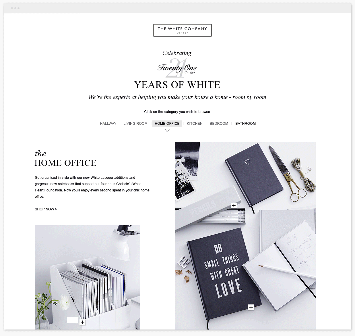 Starting at the hallway, moving into the living room, home office, kitchen, bedroom and finally to the bathroom, this lookbook has plenty of high-end crafted products and curated ideas to help customers decorate their home.