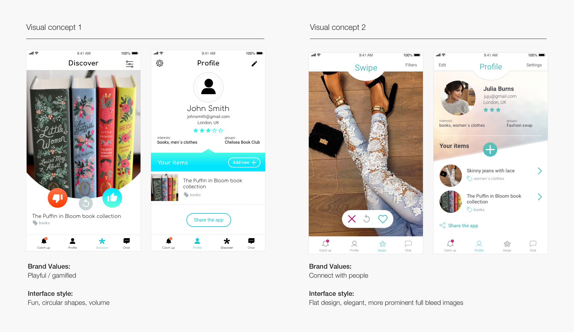 Swapsy interface design