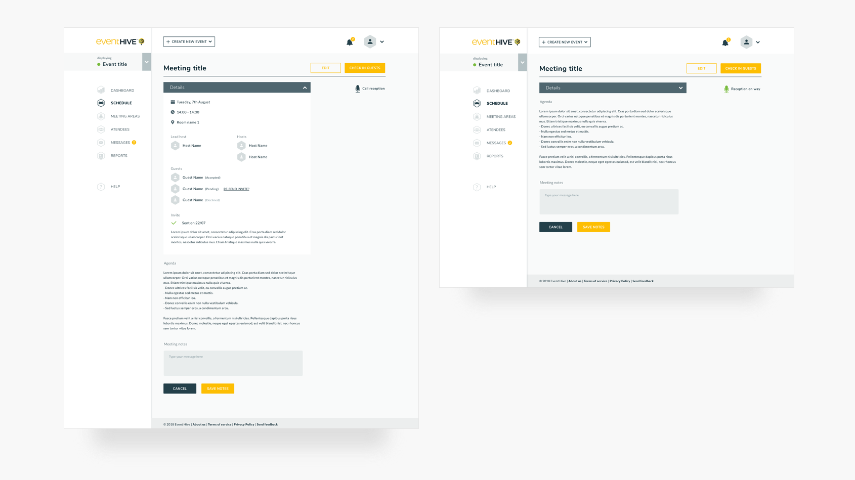 The new system allows to quickly browse guests and team members, as well as edit and change roles. Positions could vary according to the company event calendar.