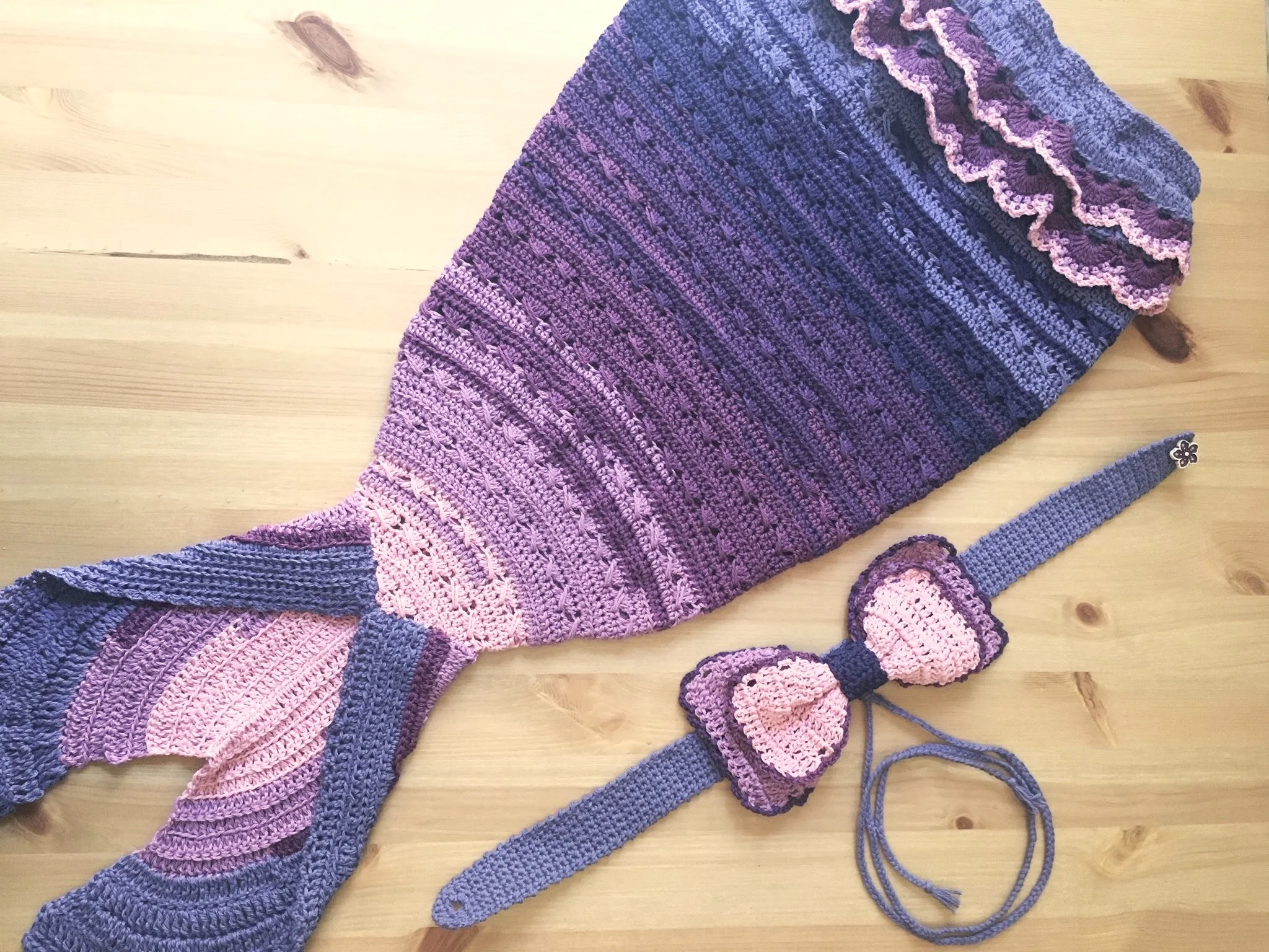 custom crocheted mermaid costume for one year old; 100% cotton