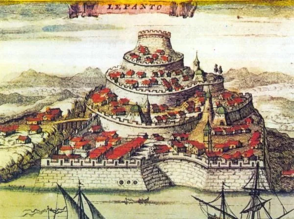 Copper engraving of the fortress of Lepanto (Naupaktos)