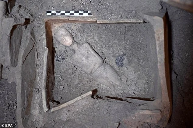 A 3,600-year-old marble figurine of a woman (pictured) is among a treasure trove of artefacts found in a prehistoric village on the Greek island of Santorini