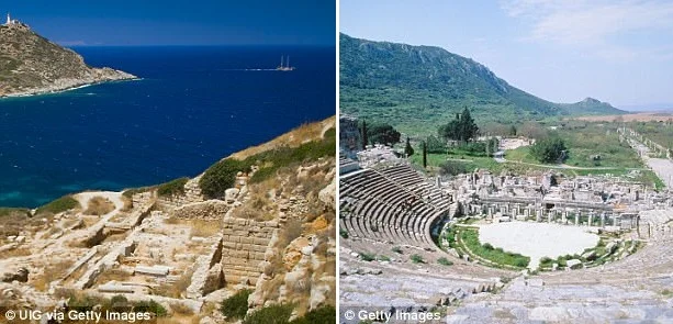 Cnidus (left) and Ephesus (right) in Turkey are two more cities that are said to have been built directly above sites of earthquake activity