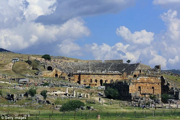 Early human settlers are also said to have used the underground fault lines and natural springs that erupted from the earthquakes to build cities such as Hierapolis in Turkey (pictured)