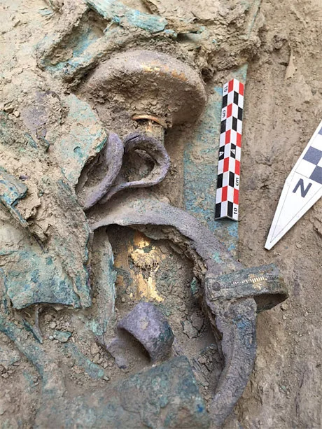 The grave, which dates to around 1500BC, measured five feet deep, four feet wide and eight feet long Photo: Corbis
