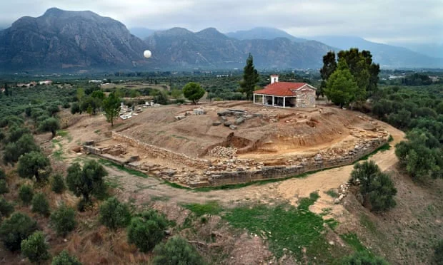 The excavation site near Sparta with ruins of a palace from the Mycenaean period, bearing important inscriptions in archaic Greek. Photograph: Gesafidis Xenikakis/AFP/Getty Images
