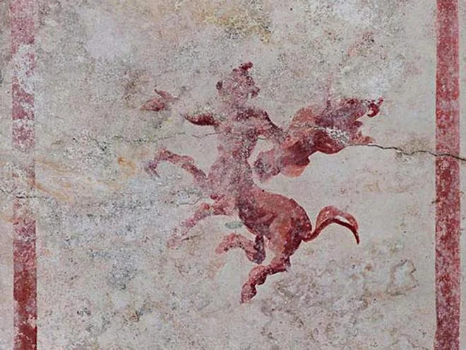 Detail of a decoration in the newly discovered room of Nero's Golden Palace in Rome | AFP-JIJI