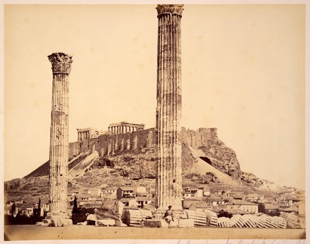 Храм Зевс, Атина, Гърция, около 1860г